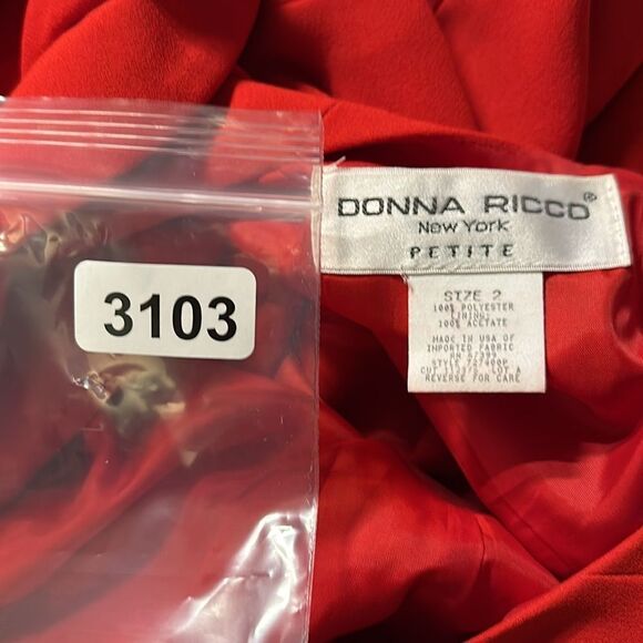 EUC Vintage 1980s Donna Ricco Red  Cut-out Rhinestone Detail Neckline Dress - Picture 7 of 7